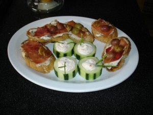 Pepinos rellenos con queso crema. Fuente: www.mis-recetas.org